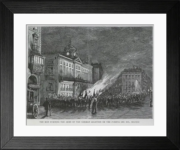 Framed Print : Madrid Mob burns Arms of German Legation Framed Print : Madrid Mob burns Arms of German Legation