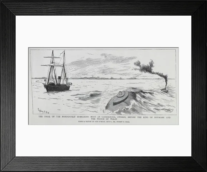 Framed Print : Nordenfelt Submarine Trial, Sweden Framed Print : Nordenfelt Submarine Trial, Sweden