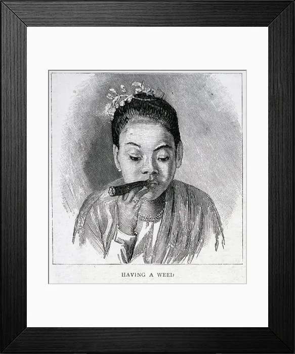 Framed Print : Burmese Woman Smokes, Rangoon Framed Print : Burmese Woman Smokes, Rangoon