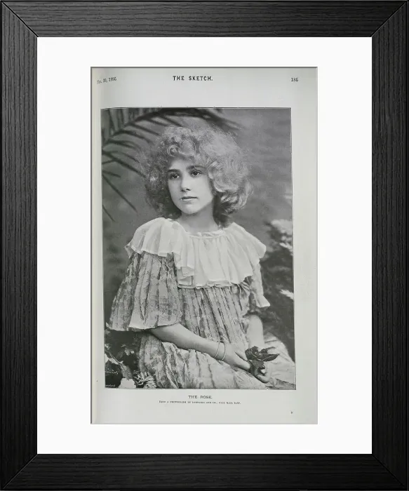 Framed Print : Studio portrait of young girl with rose Framed Print : Studio portrait of young girl with rose
