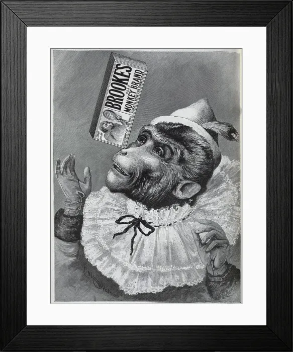 Framed Print : Advertisement, for Brookes Soap, Monkey Brand Framed Print : Advertisement, for Brookes Soap, Monkey Brand