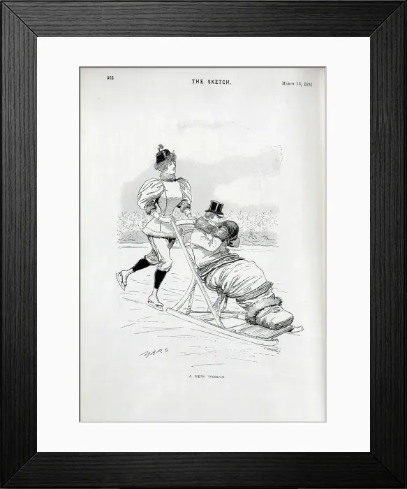 Framed Print : Cartoon illustration by Mars, A New Woman Framed Print : Cartoon illustration by Mars, A New Woman