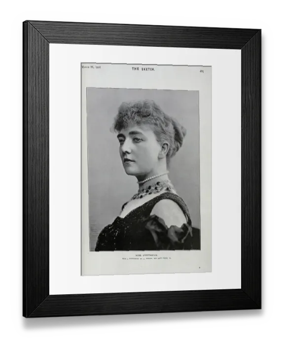 Framed Print : May Fortescue, actress, theatrical portrait in black gown Framed Print : May Fortescue, actress, theatrical portrait in black gown