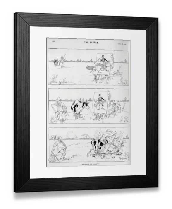 Framed Print : Cartoon bull, farmer, artist painting bullfighter, Rene Bull Framed Print : Cartoon bull, farmer, artist painting bullfighter, Rene Bull