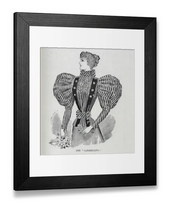 Framed Print : Illustration of the Carmencita blouse or bodice Framed Print : Illustration of the Carmencita blouse or bodice