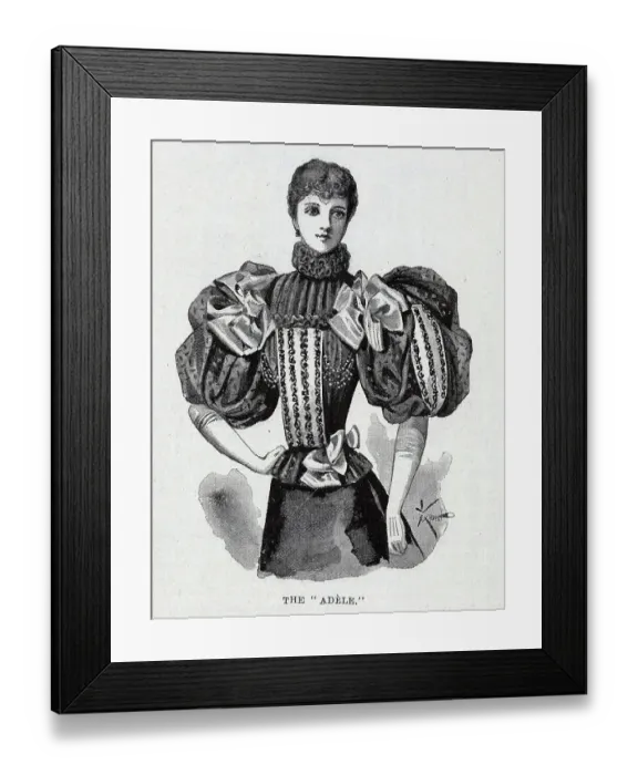 Framed Print : Illustration of the Adele blouse, with high collar Framed Print : Illustration of the Adele blouse, with high collar