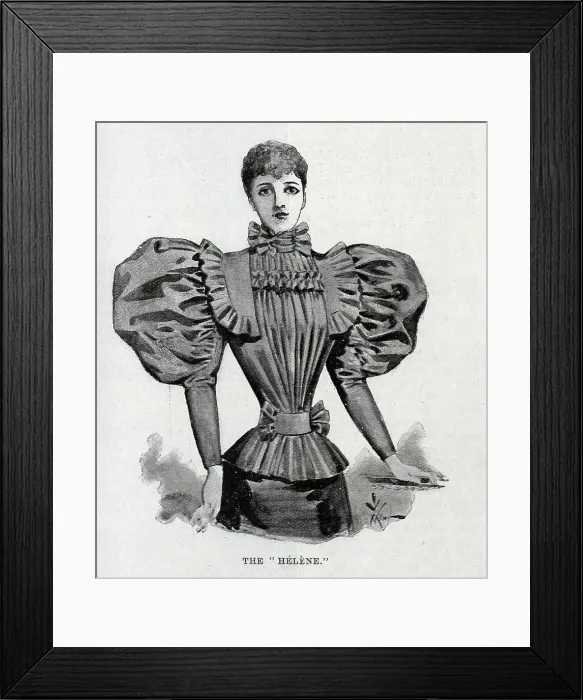 Framed Print : Illustration of the Helene blouse, with frilled collar Framed Print : Illustration of the Helene blouse, with frilled collar