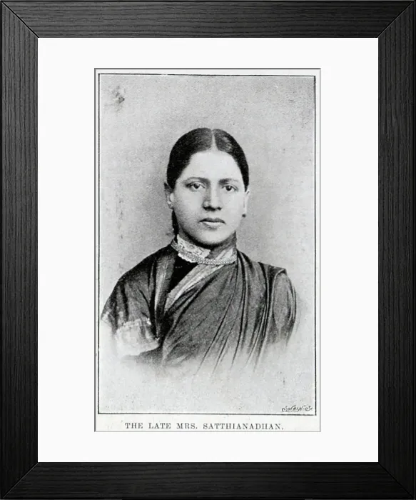 Framed Print : Krupabai Satthianadhan, author, studio portrait in sari Framed Print : Krupabai Satthianadhan, author, studio portrait in sari