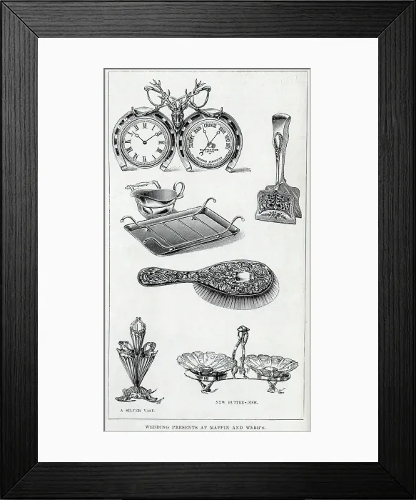 Framed Print : Illustration of Wedding presents, from Mappin and Webb Framed Print : Illustration of Wedding presents, from Mappin and Webb