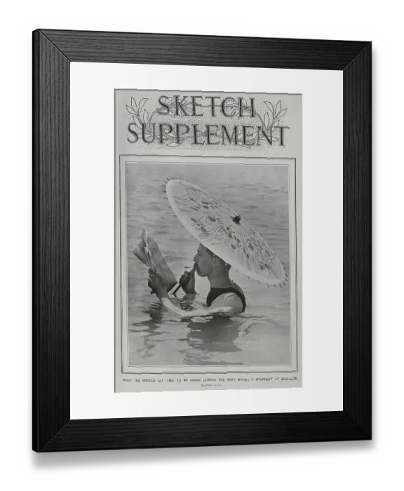 Framed Print : In The Sea at Margate, photograph of man with parasol Framed Print : In The Sea at Margate, photograph of man with parasol