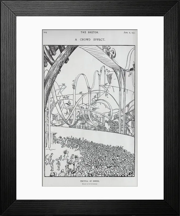 Framed Print : Cartoon by H M Bateman, of crowds queueing, big dipper ride Framed Print : Cartoon by H M Bateman, of crowds queueing, big dipper ride