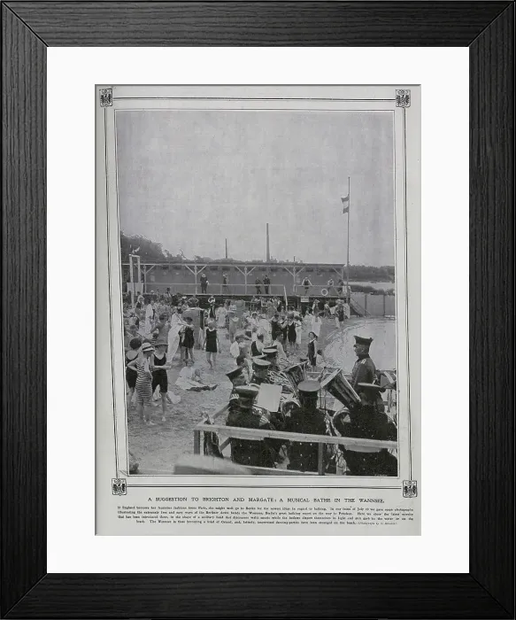 Framed Print : Brass band playing to bathers Wannsee, Berlin, Germany Framed Print : Brass band playing to bathers Wannsee, Berlin, Germany