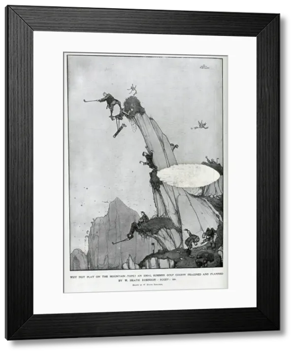 Framed Print : Caricature illustration of a Golf course, by Heath Robinson Framed Print : Caricature illustration of a Golf course, by Heath Robinson
