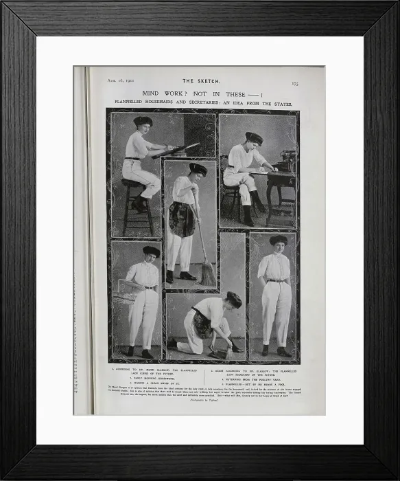 Framed Print : Photographs of housemaids and secretaries workwear Framed Print : Photographs of housemaids and secretaries workwear