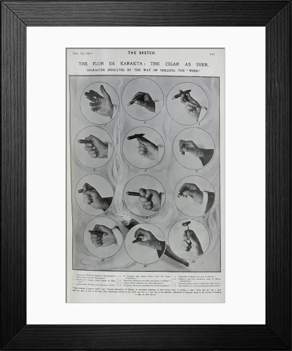 Framed Print : Photographs of hands holding cigar as indicator of character Framed Print : Photographs of hands holding cigar as indicator of character