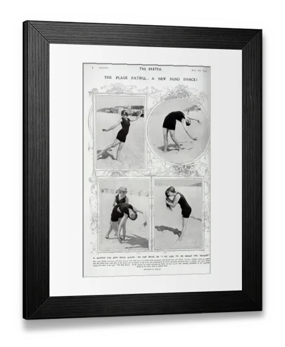 Framed Print : Maud Allan in dance poses on the beach, outdoor photographs Framed Print : Maud Allan in dance poses on the beach, outdoor photographs