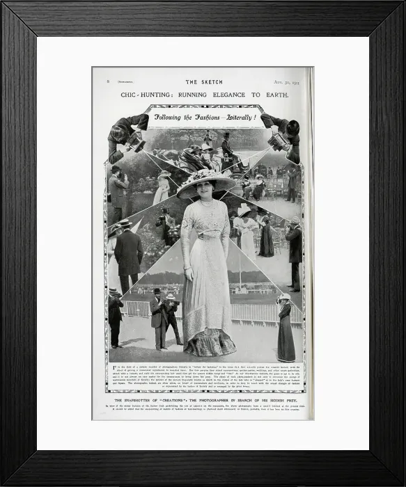 Framed Print : Photographers capturing fashions at the races, photomontage Framed Print : Photographers capturing fashions at the races, photomontage
