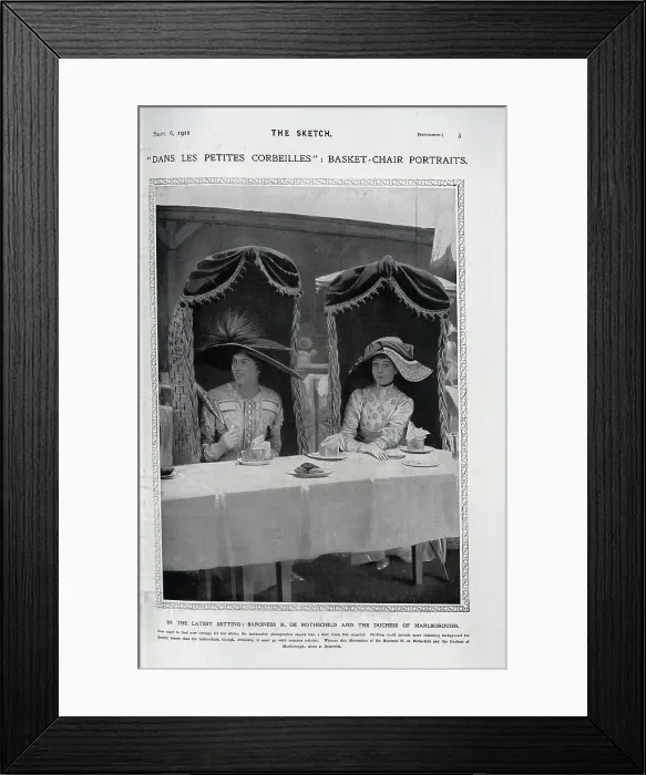 Framed Print : Baroness De Rothschild, Duchess of Marlborough basket chairs Framed Print : Baroness De Rothschild, Duchess of Marlborough basket chairs