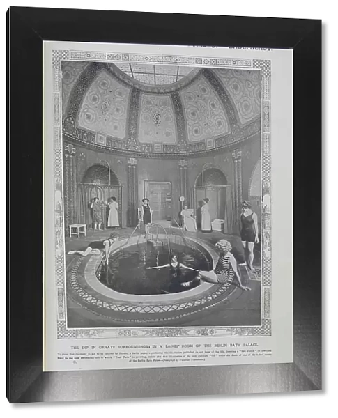 Women bathing in ornate, columned, Berlin Bath Palace