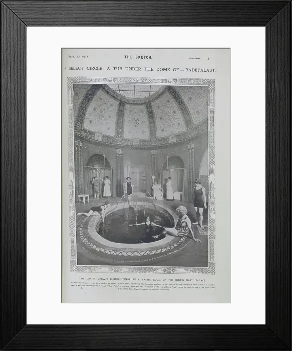 Framed Print : Women bathing in ornate, columned, Berlin Bath Palace Framed Print : Women bathing in ornate, columned, Berlin Bath Palace