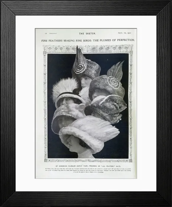 Framed Print : Photomontage of women in feathered hats Framed Print : Photomontage of women in feathered hats