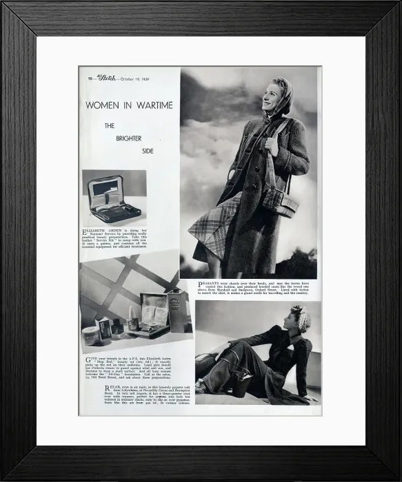 Framed Print : Advertorial showing women's fashions and cosmetics Framed Print : Advertorial showing women's fashions and cosmetics