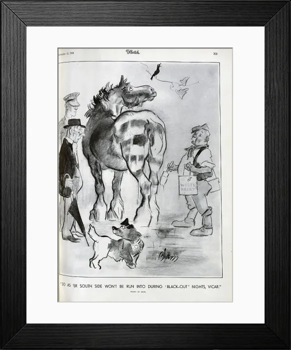 Framed Print : Horse painted with white stripes, by Blam