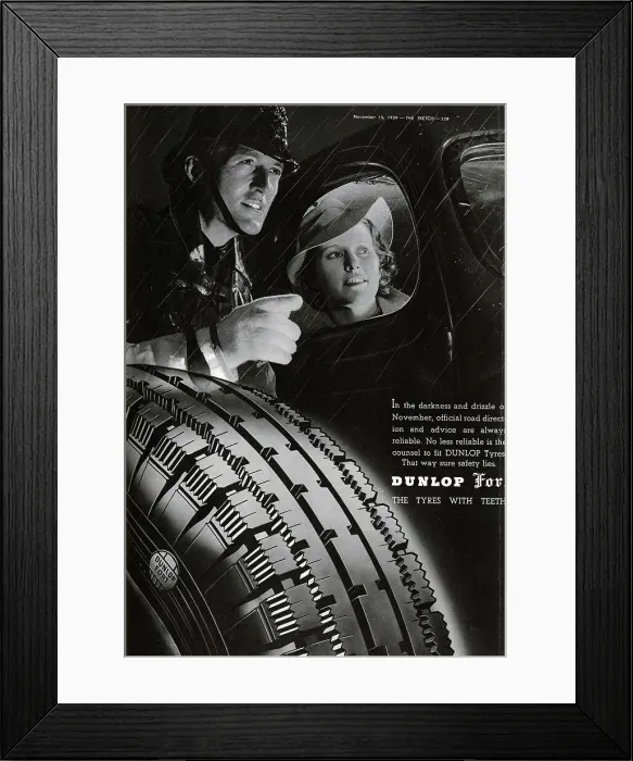 Framed Print : Advertisement for Dunlop Fort safety tyres Framed Print : Advertisement for Dunlop Fort safety tyres