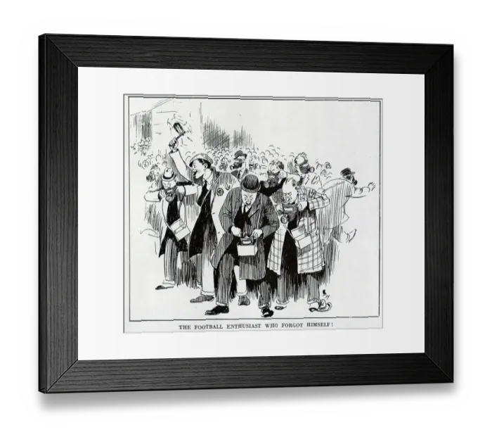Framed Print : Caricature of football crowd, with gas masks Framed Print : Caricature of football crowd, with gas masks