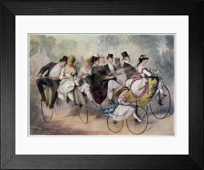 Framed Print : Illustration, Wedding Party on Wheels Framed Print : Illustration, Wedding Party on Wheels