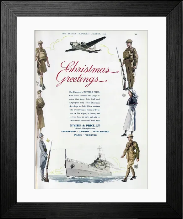 Framed Print : Advertisement, McVitie and Price, Christmas Greetings Framed Print : Advertisement, McVitie and Price, Christmas Greetings