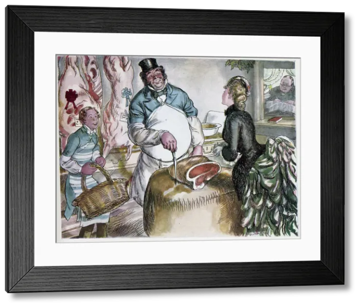 Framed Print : Great-grandmama chooses the Christmas Sirloin,s Spurrier Framed Print : Great-grandmama chooses the Christmas Sirloin,s Spurrier