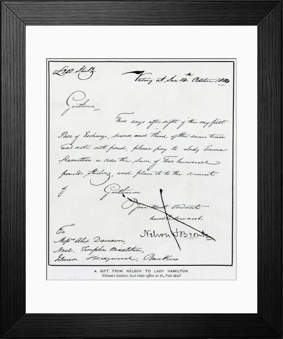 Framed Print : Nelson letter to Bankers Framed Print : Nelson letter to Bankers