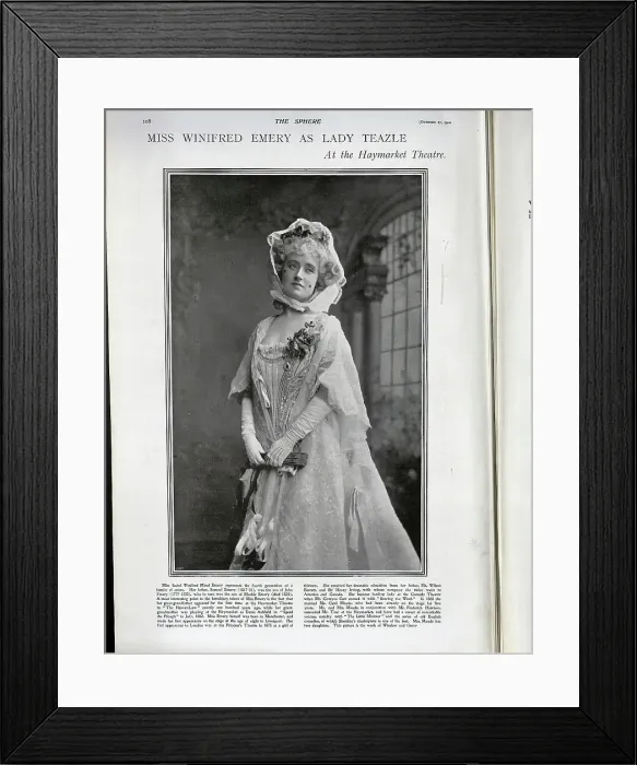 Framed Print : Miss Winifred Emery as Lady Teazle Framed Print : Miss Winifred Emery as Lady Teazle