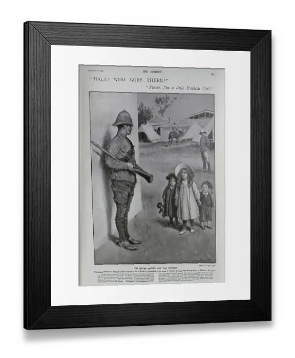 Framed Print : British sentry and children Framed Print : British sentry and children