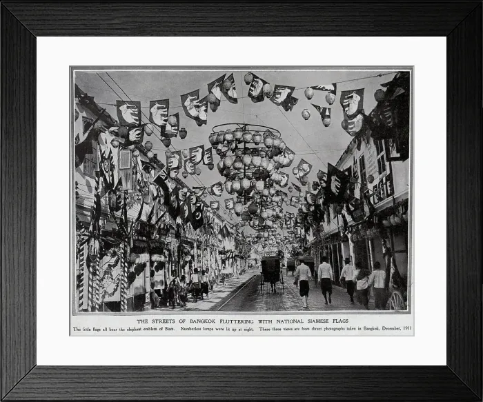 Framed Print : Bangkok street and flags Framed Print : Bangkok street and flags