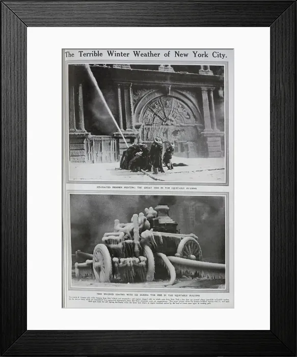 Framed Print : Fireman fighting a blaze at the equitable building Framed Print : Fireman fighting a blaze at the equitable building