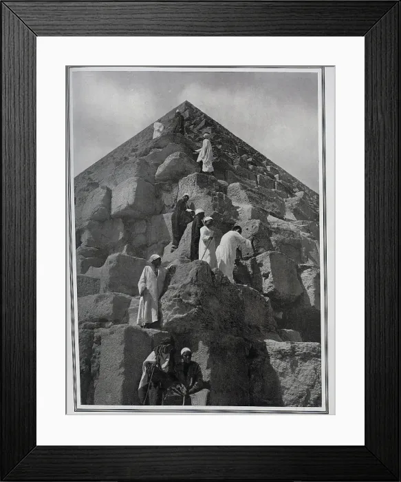 Framed Print : Men climbing pyramid in Egypt Framed Print : Men climbing pyramid in Egypt
