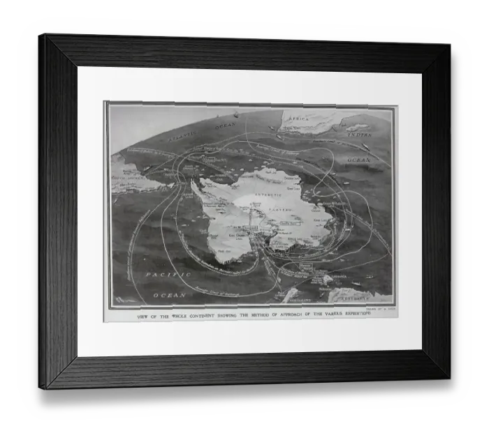Framed Print : Route taken to the South Pole by different expeditions Framed Print : Route taken to the South Pole by different expeditions