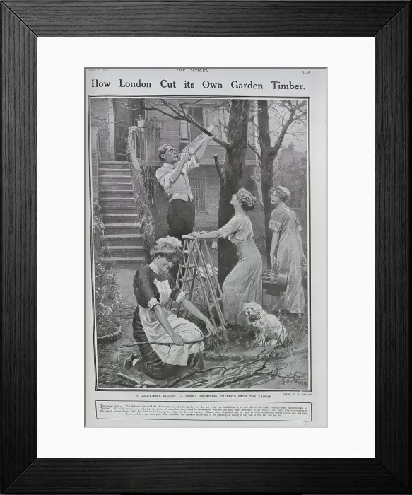 Framed Print : London Family cutting Firewood Framed Print : London Family cutting Firewood
