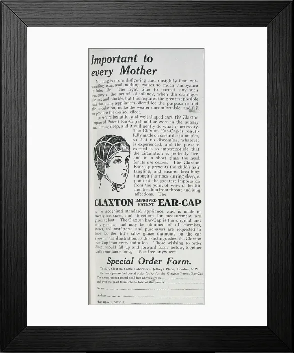 Framed Print : Claxton ear cap advert Framed Print : Claxton ear cap advert