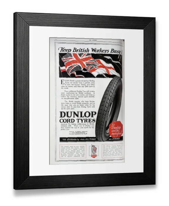 Framed Print : Advert - Dunlop cord tyres Framed Print : Advert - Dunlop cord tyres