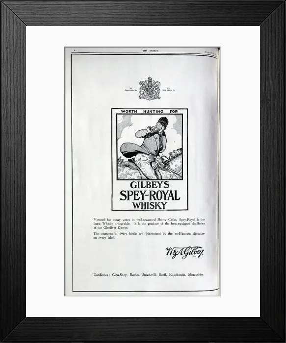 Framed Print : Gilbey's spey-royal whiskey