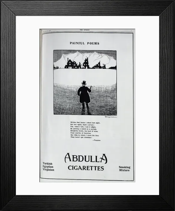 Framed Print : Advert for Abdulla cigarettes Framed Print : Advert for Abdulla cigarettes
