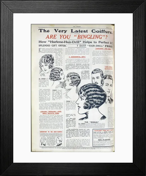 Framed Print : Harlene hair drill advert Framed Print : Harlene hair drill advert
