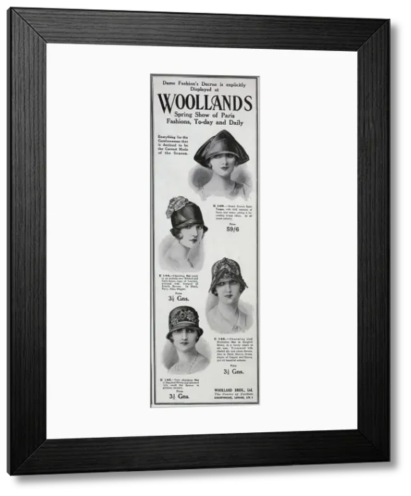 Framed Print : Woollands hat advert Framed Print : Woollands hat advert