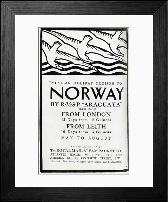 Framed Print : Norway cruises advert Framed Print : Norway cruises advert