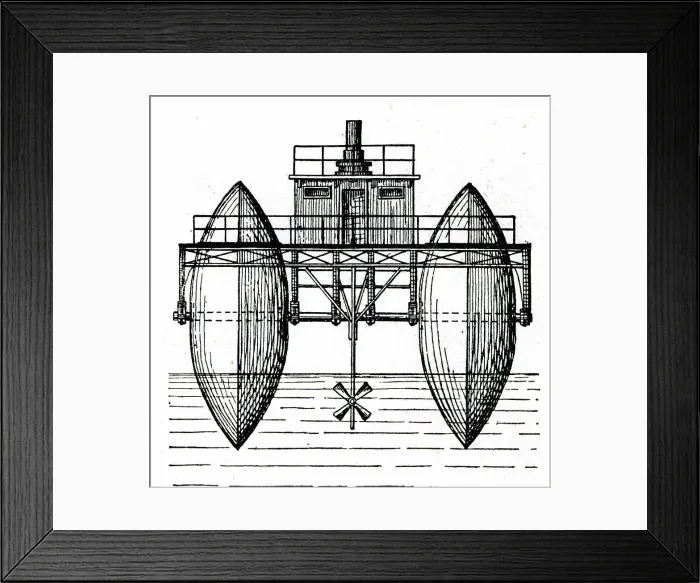 Framed Print : End view of Bazin's Roller Boat Steamer Framed Print : End view of Bazin's Roller Boat Steamer