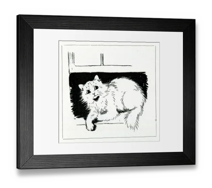 Framed Print : Cat on the window ledge, by Louis Wain Framed Print : Cat on the window ledge, by Louis Wain