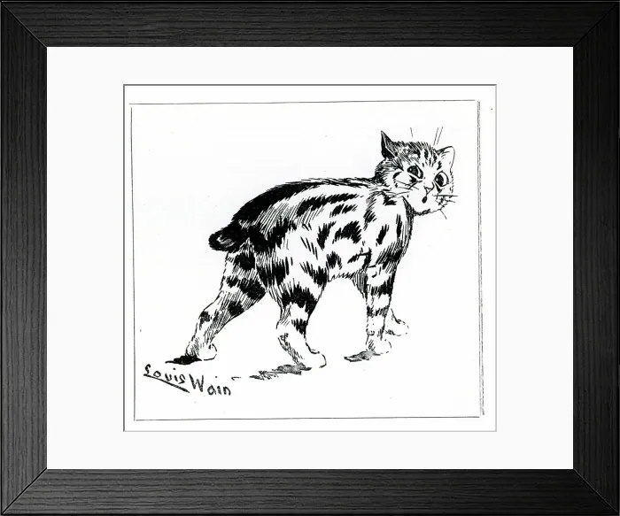 Framed Print : Manx Cat, by Louis Wain Framed Print : Manx Cat, by Louis Wain